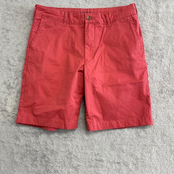 NWOT Izod Men's Size 32 x9.5 Saltwater Stretch Chino Shorts Red Cotton Blend - Picture 2 of 7